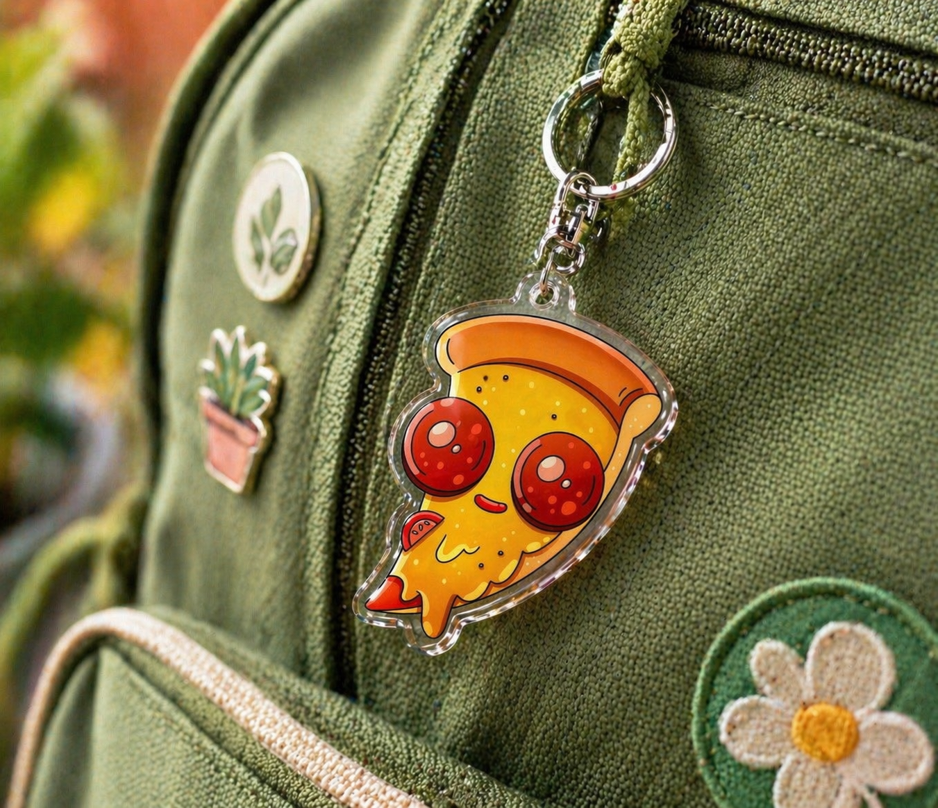 Smiley Pizza - Acrylic Keychain – Addie Bowley Store